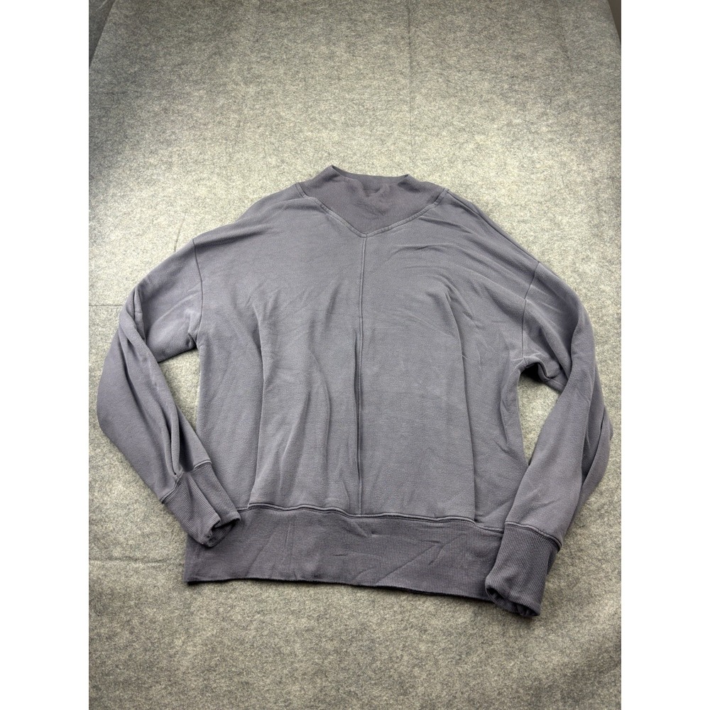 Athleta Womens S Apollo Crewneck Sweatshirt Modal Tencel Purple Mock Neck Sporty